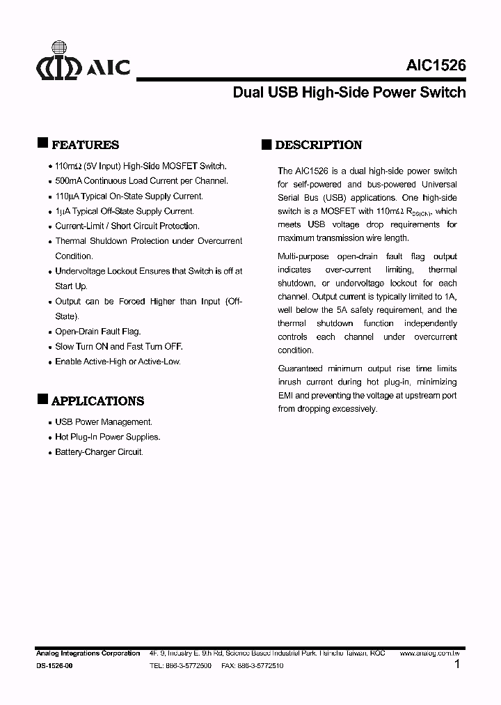 AIC1526_95564.PDF Datasheet