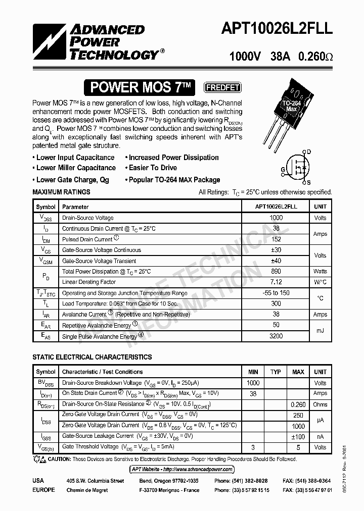 APT10026L2FLL_126344.PDF Datasheet