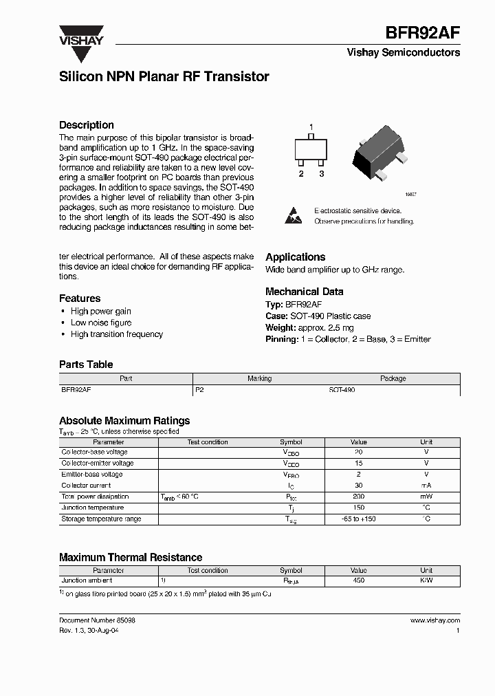 BFR92AF_152462.PDF Datasheet