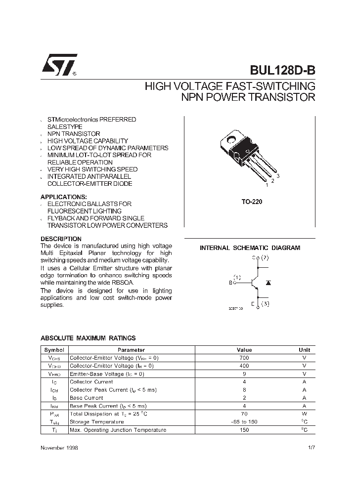 BUL128D-B_59683.PDF Datasheet