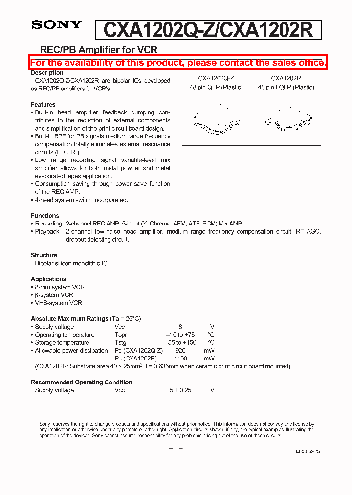 CXA1202Q-Z_23505.PDF Datasheet