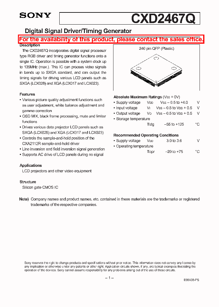 CXD2467Q_101577.PDF Datasheet