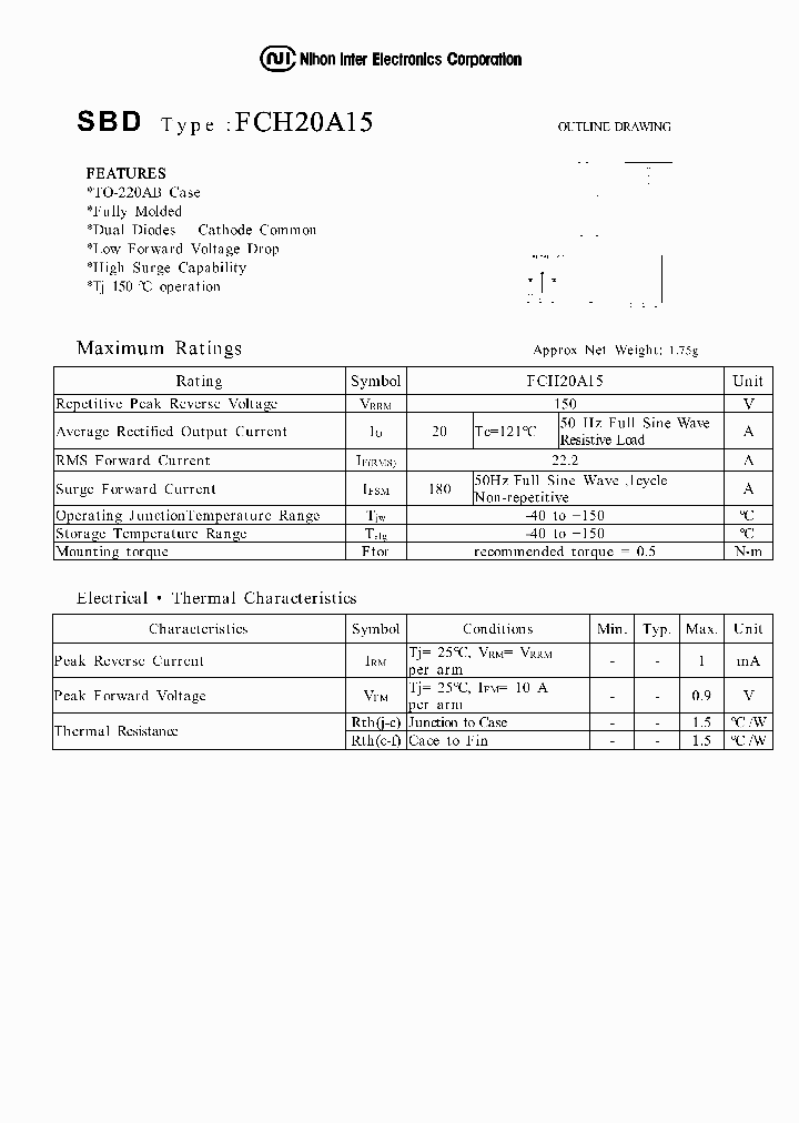 FCH20A15_106687.PDF Datasheet