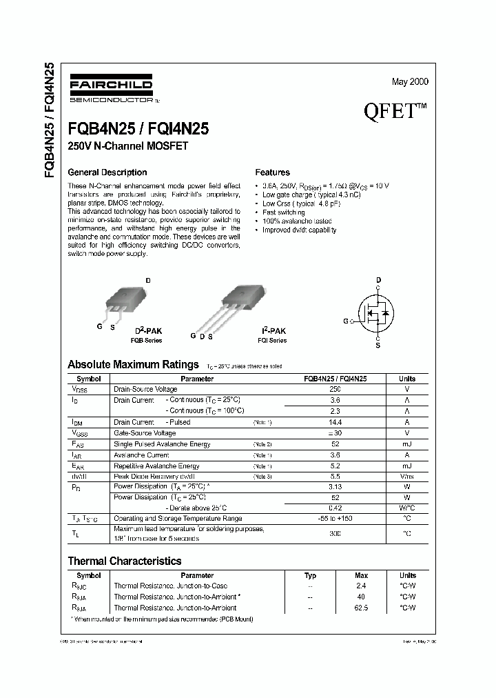 FQB4N25_10385.PDF Datasheet