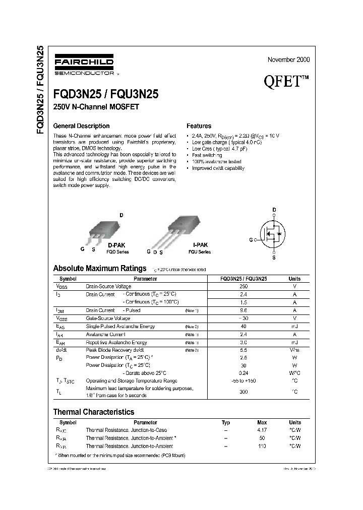 FQD3N25_181312.PDF Datasheet