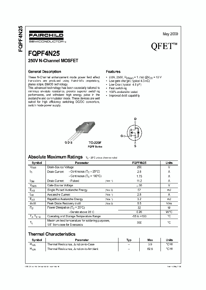 FQPF4N25_10389.PDF Datasheet