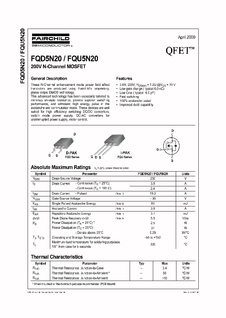 FQD5N20_38787.PDF Datasheet
