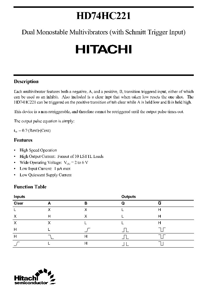 HD74HC221_18626.PDF Datasheet