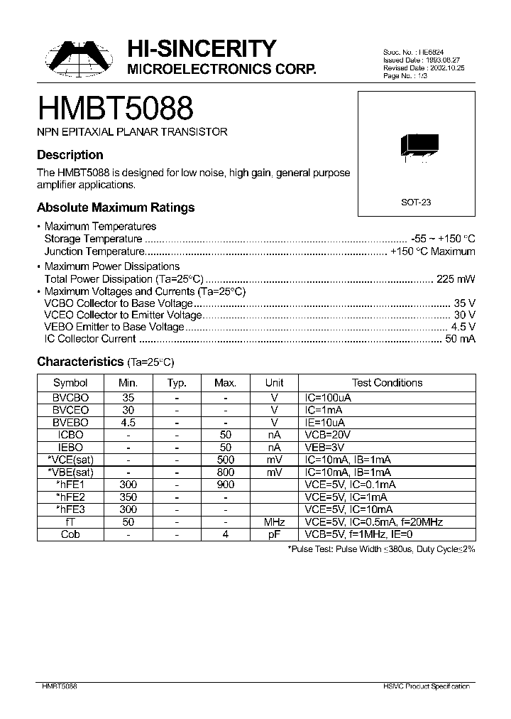 HMBT5088_144000.PDF Datasheet