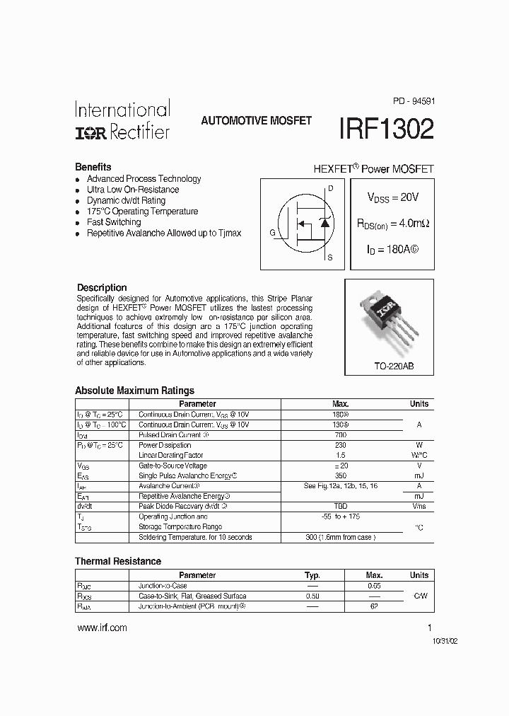 IRF1302_5735.PDF Datasheet