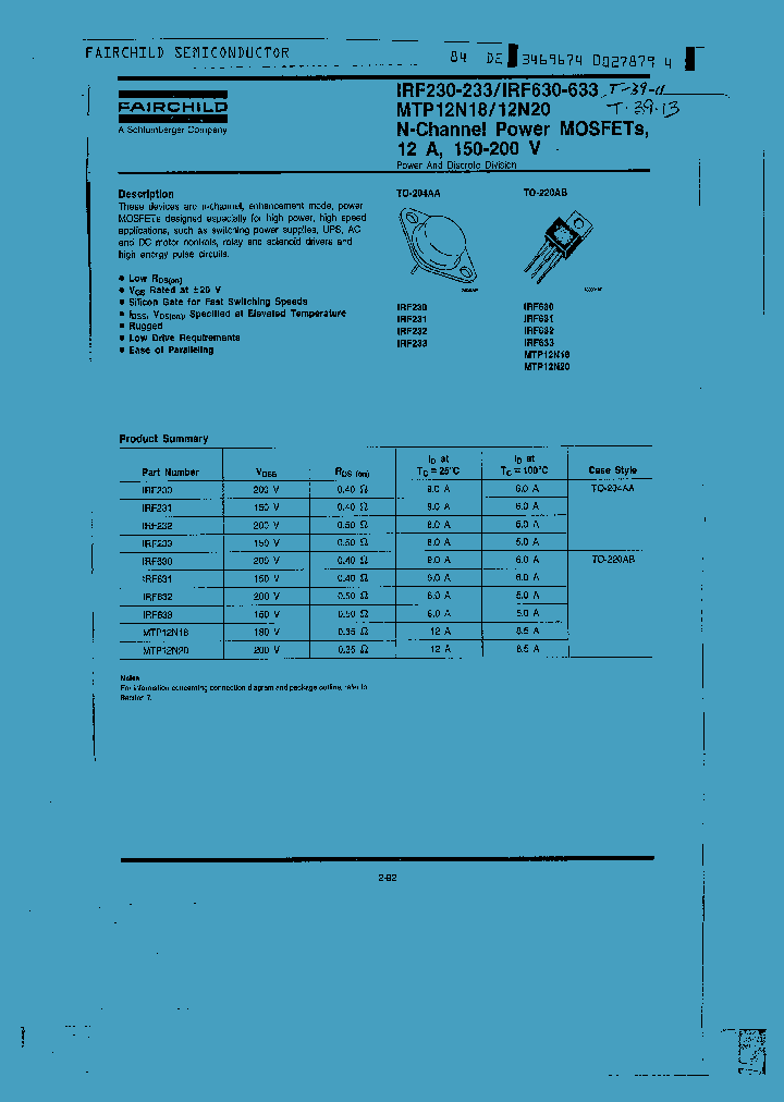 IRF230-233_5778.PDF Datasheet