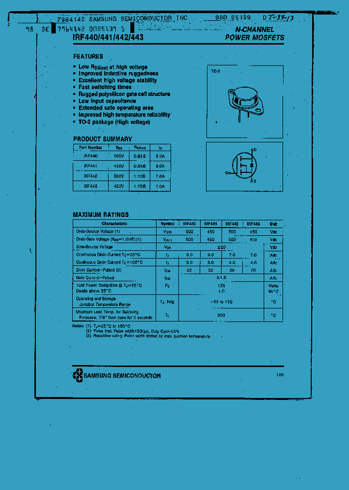 IRF440_5888.PDF Datasheet