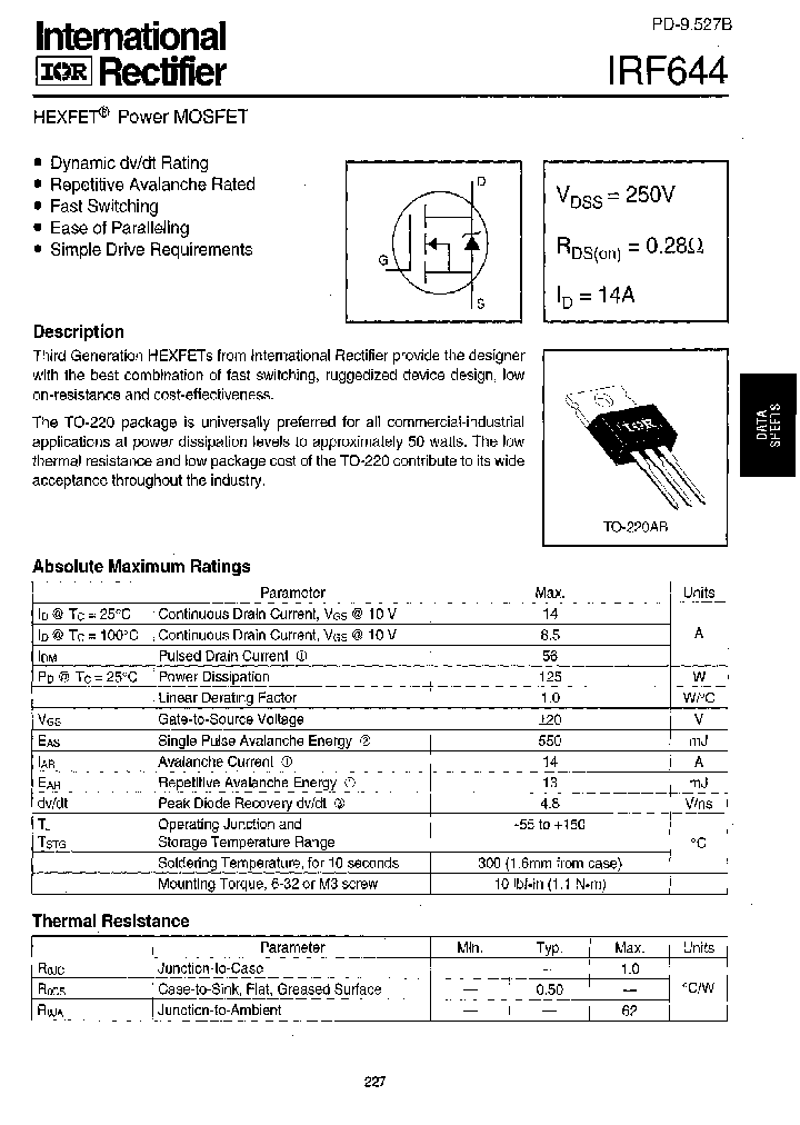 IRF644_191266.PDF Datasheet