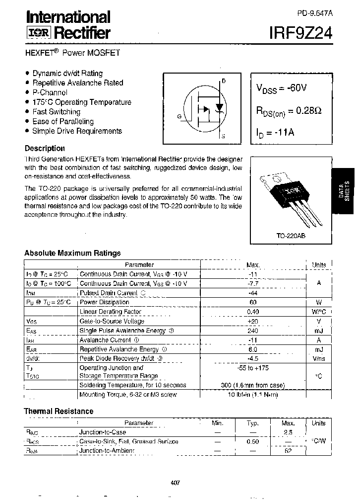 IRF9Z24_5954.PDF Datasheet