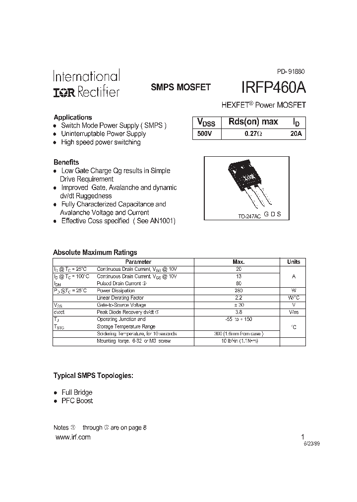 IRFP460A_92415.PDF Datasheet
