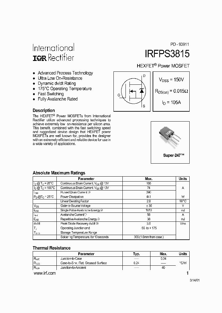 IRFPS3815_156787.PDF Datasheet