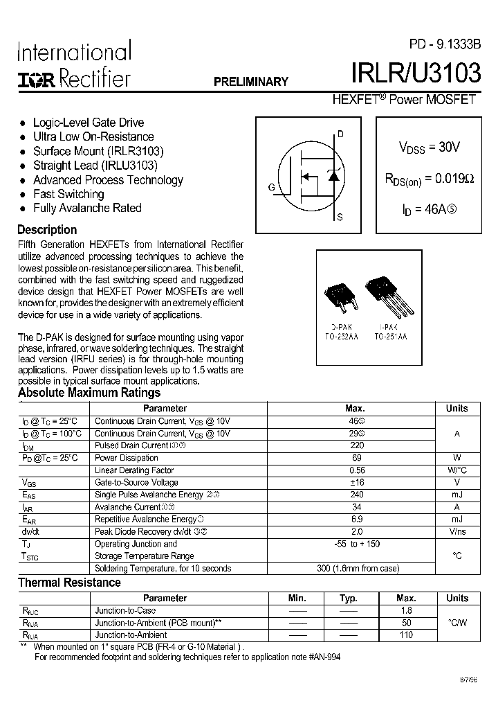 IRLU3103_158925.PDF Datasheet