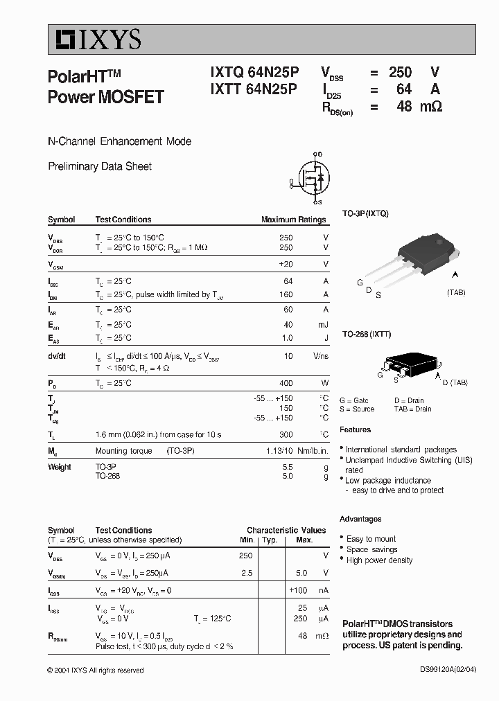 IXTQ64N25_10392.PDF Datasheet