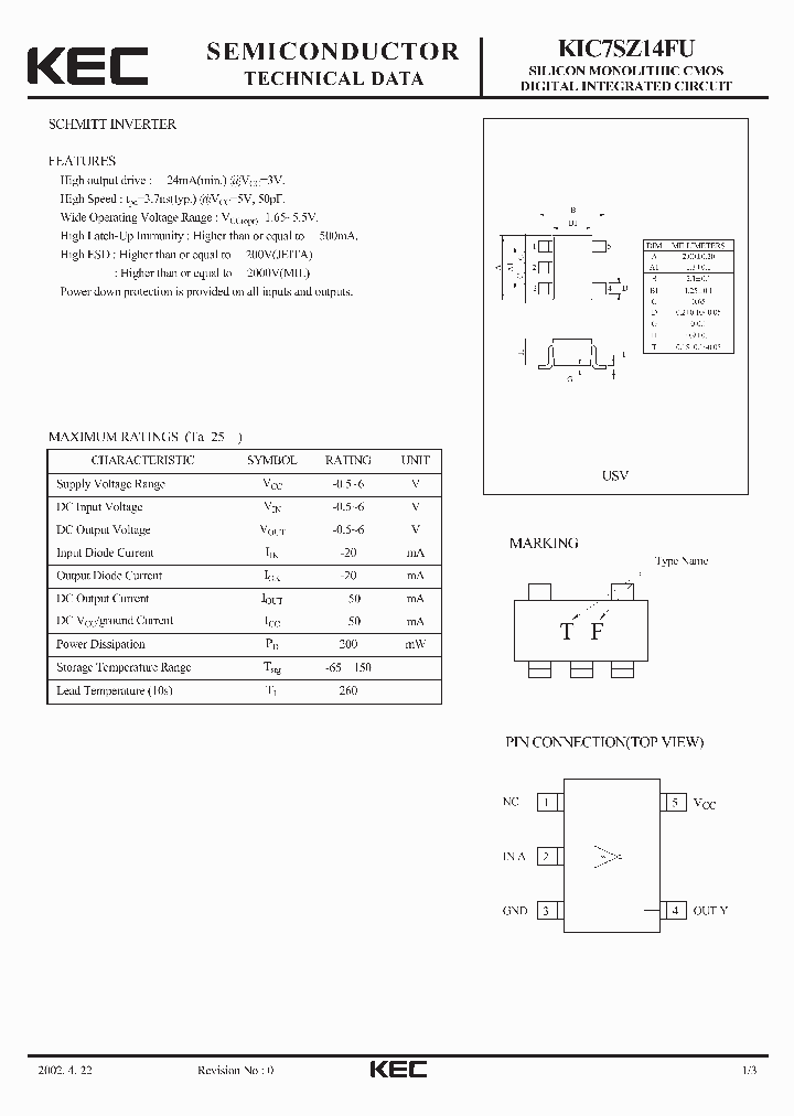 KIC7SZ14FU_32305.PDF Datasheet