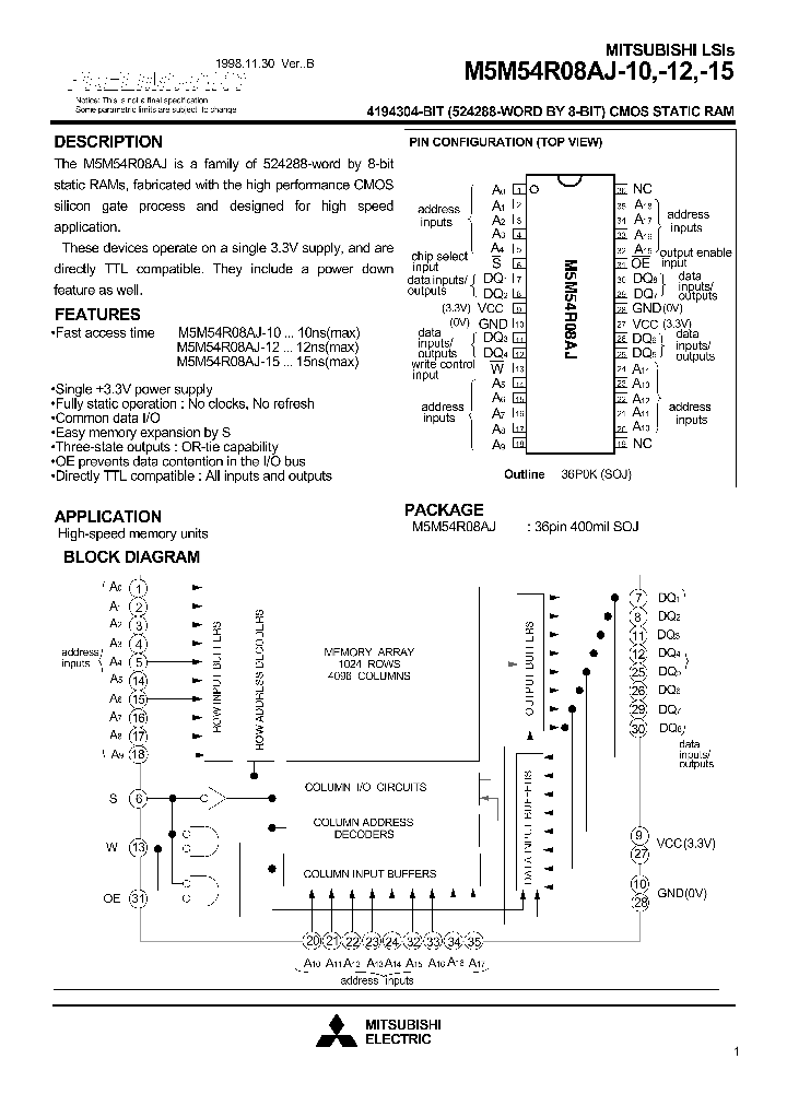 M5M54R08AJ-10_175676.PDF Datasheet