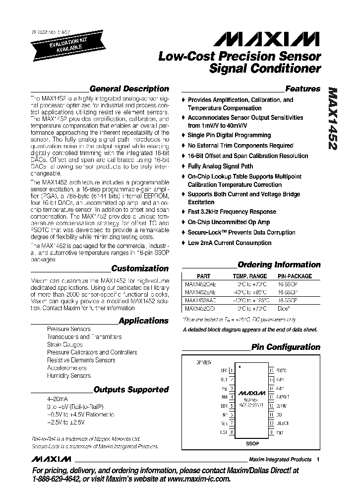 MAX1452AAE_10632.PDF Datasheet