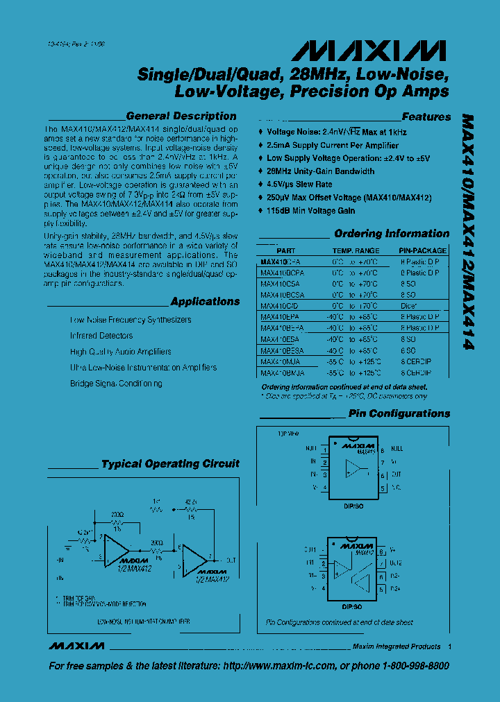 MAX412_89511.PDF Datasheet