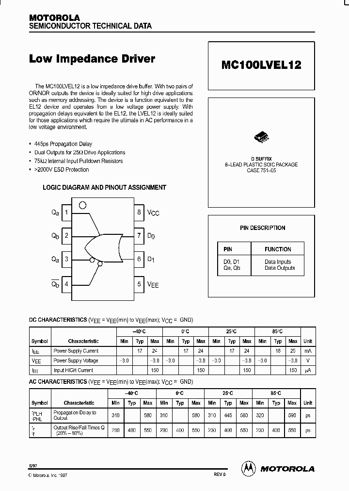 MC100LVEL12_84905.PDF Datasheet