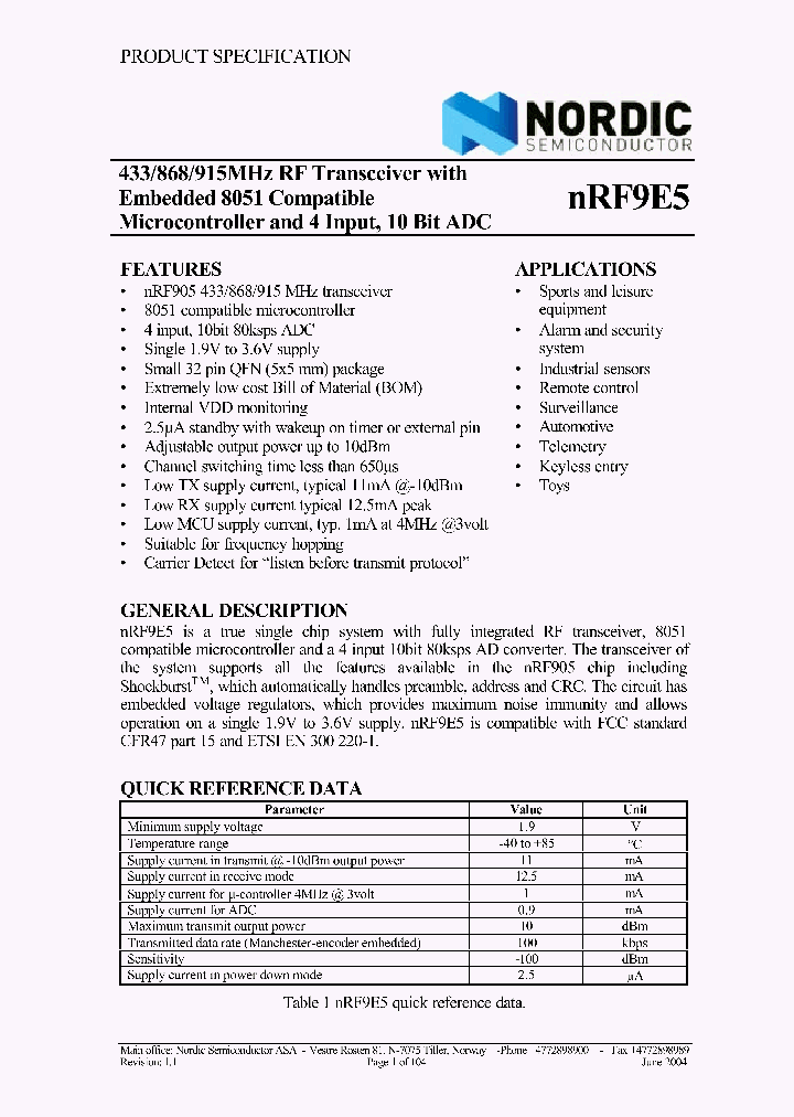NRF9E5_4437.PDF Datasheet
