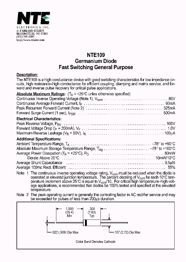 NTE109_69633.PDF Datasheet