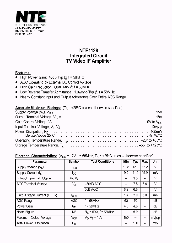 NTE1128_69680.PDF Datasheet