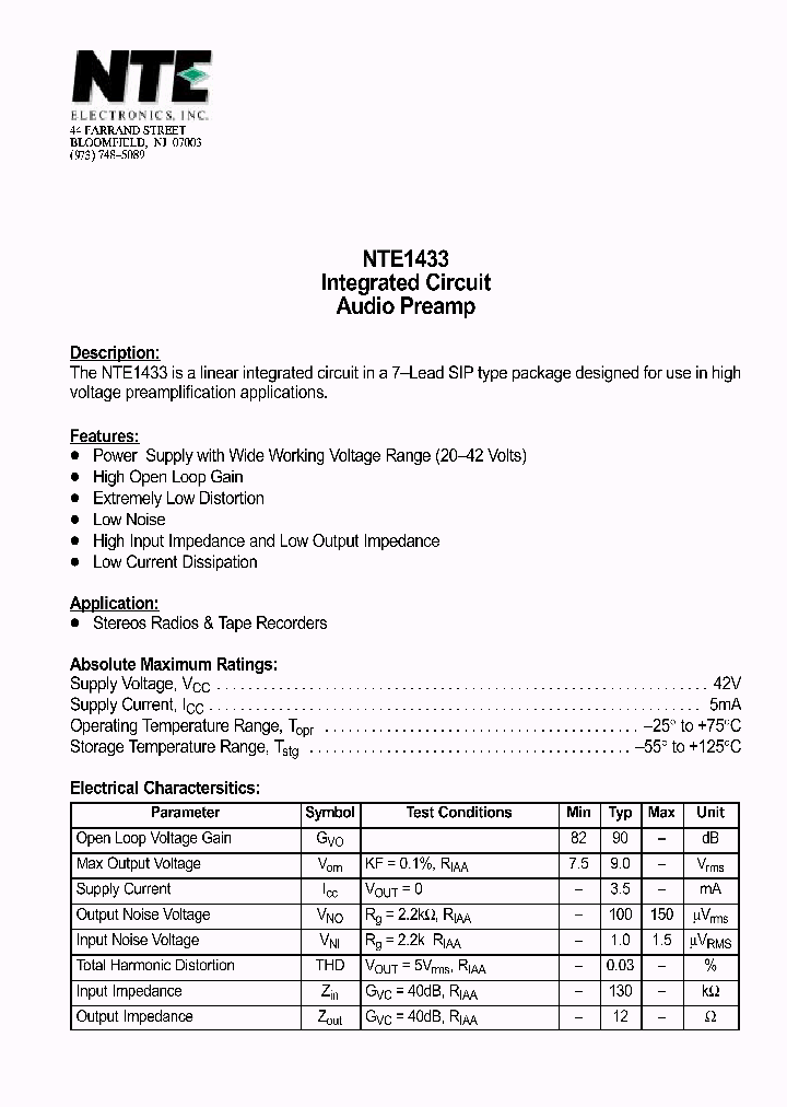 NTE1433_69720.PDF Datasheet