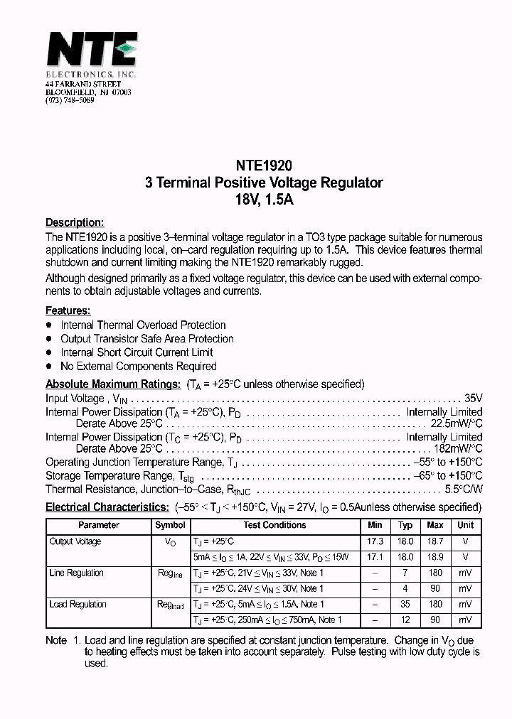 NTE1920_69772.PDF Datasheet