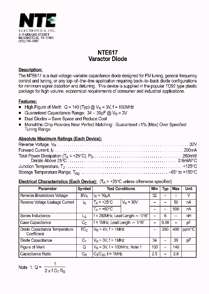 NTE617_70039.PDF Datasheet