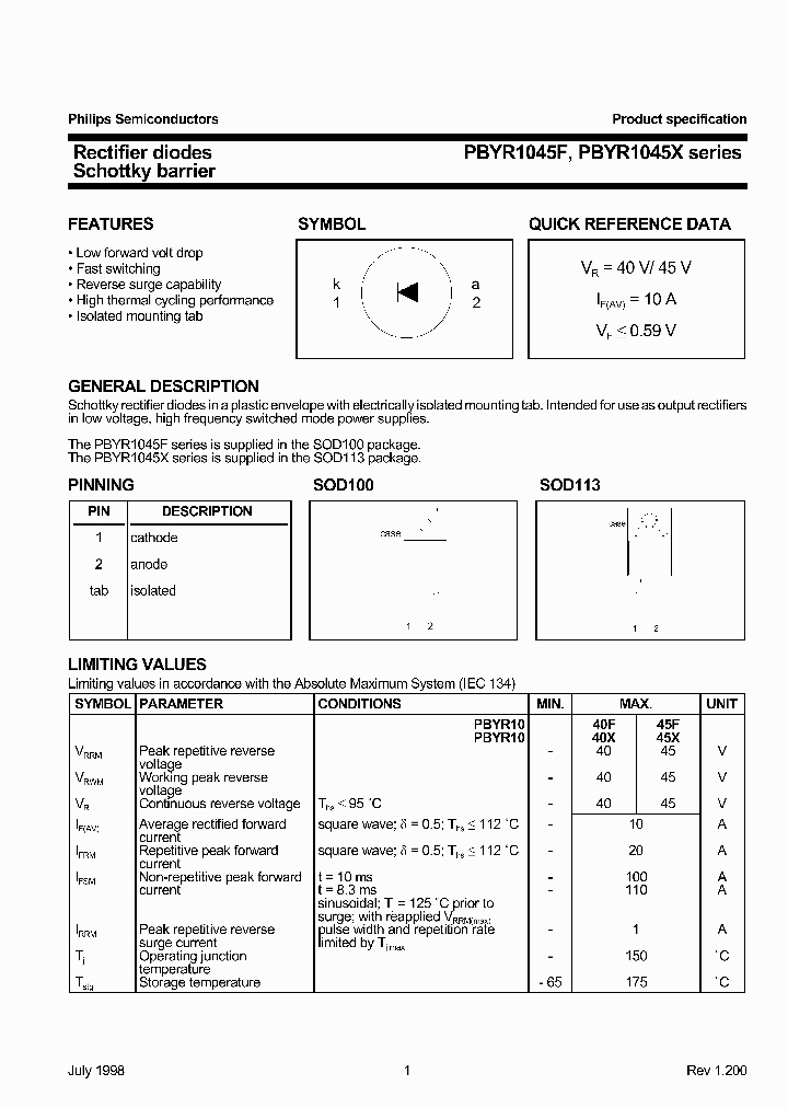 PBYR1040F_181218.PDF Datasheet