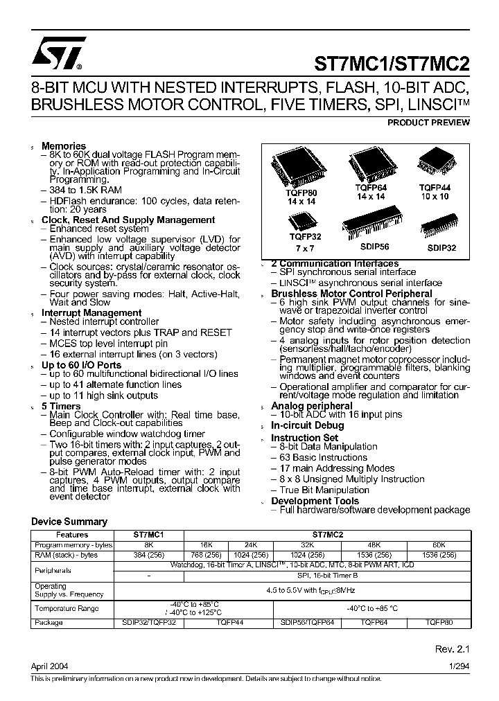 ST7MC1_77241.PDF Datasheet