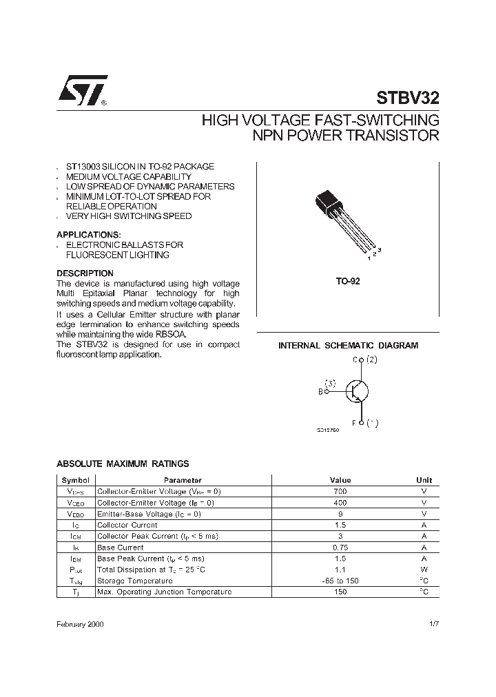 STBV32_77488.PDF Datasheet