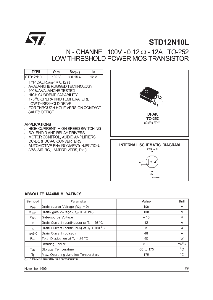 STD12N10L_70632.PDF Datasheet