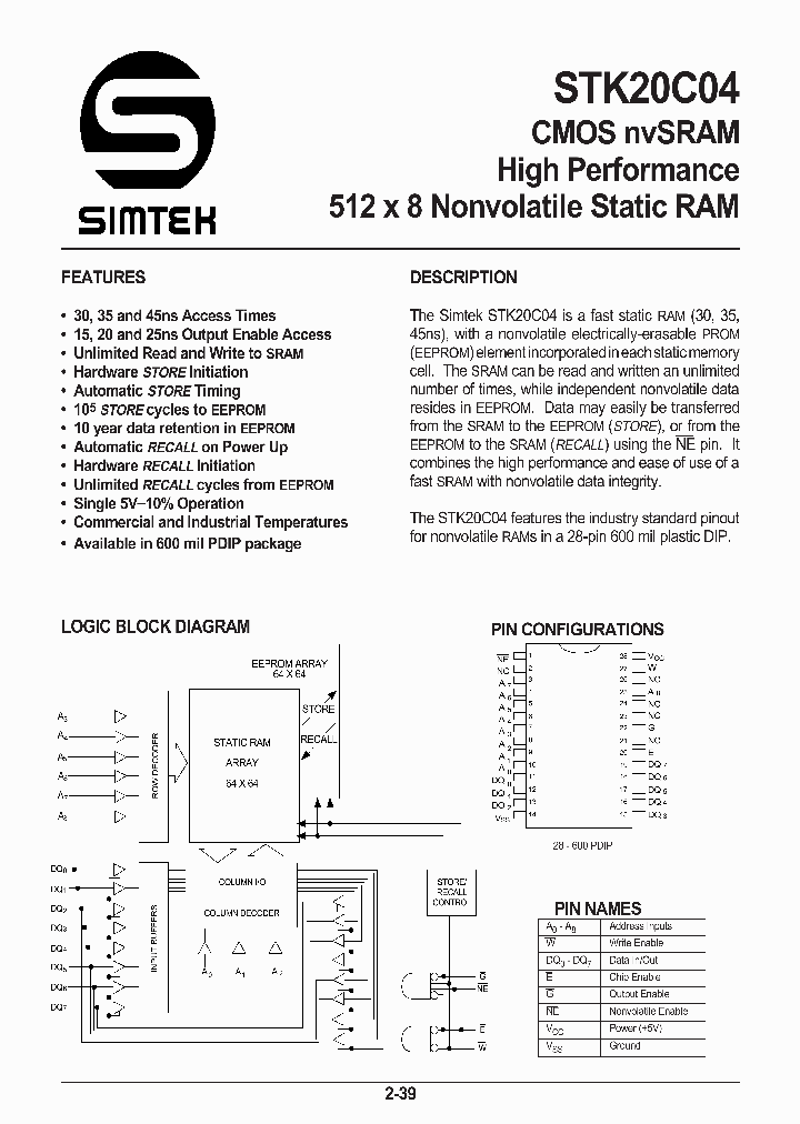 STK20C04_77211.PDF Datasheet