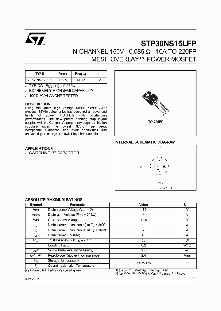 STP30NS15LFP_64900.PDF Datasheet