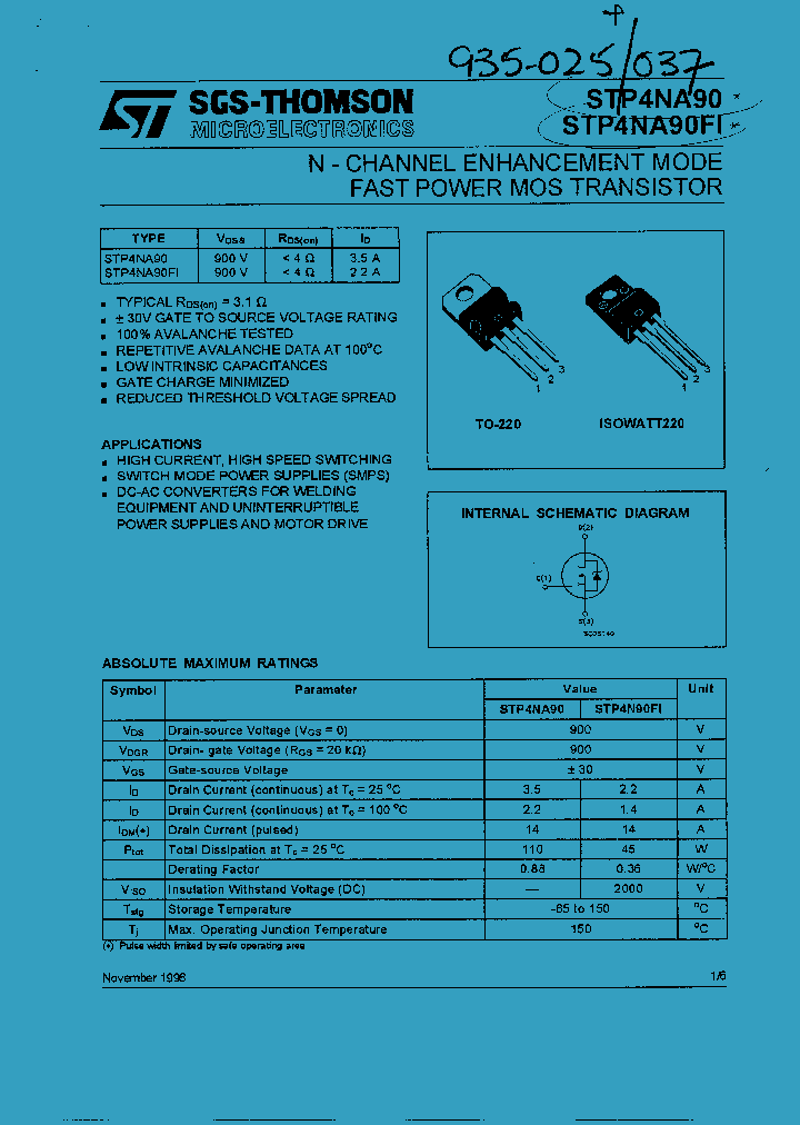 STP4NA90_172815.PDF Datasheet