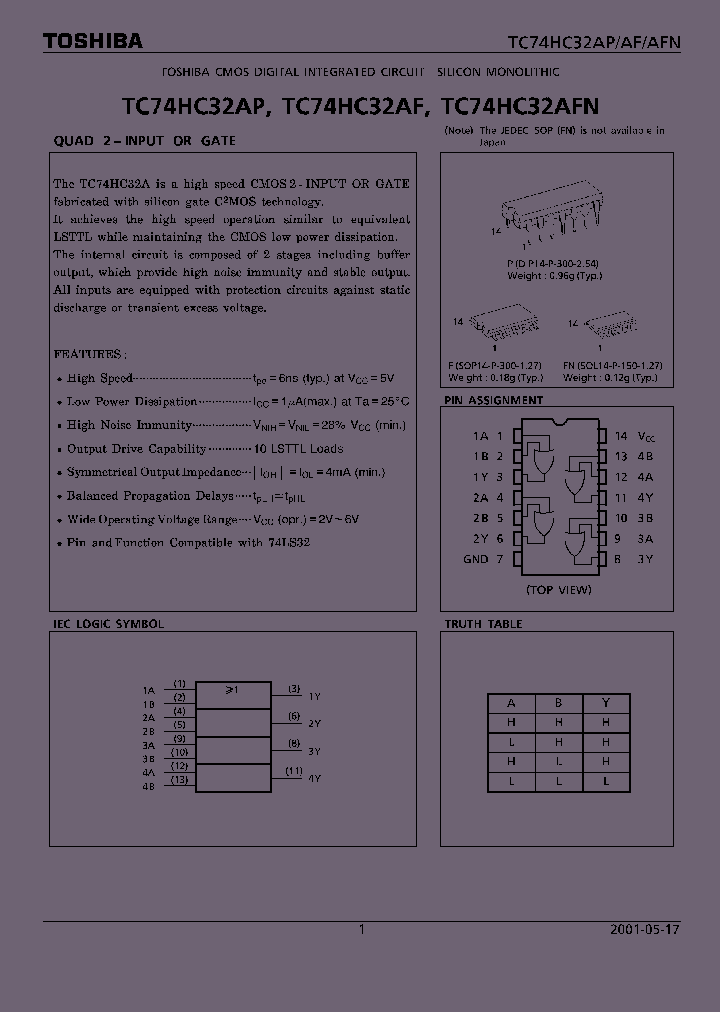 TC74HC32AF_18796.PDF Datasheet