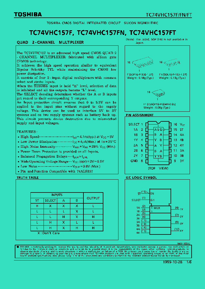 TC74VHC157F_100401.PDF Datasheet