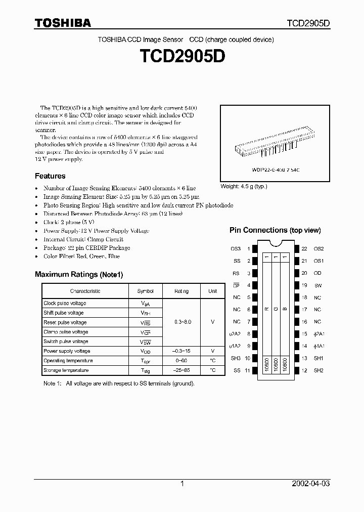 TCD2905D_70193.PDF Datasheet