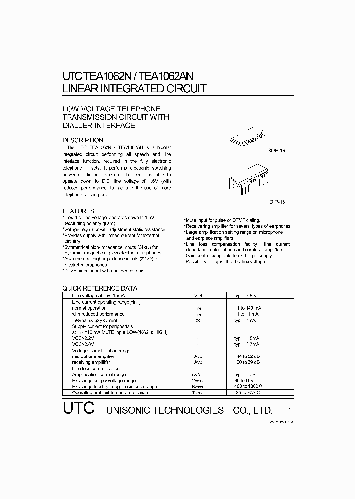 TEA1062AN_83804.PDF Datasheet