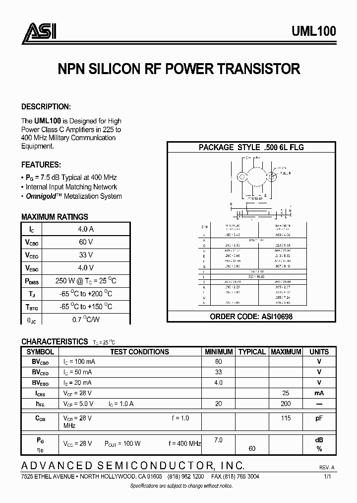 UML100_59372.PDF Datasheet