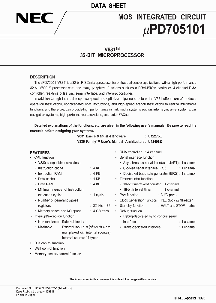 UPD705101_126768.PDF Datasheet