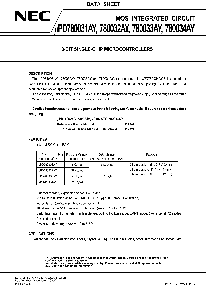 UPD780031AY_89018.PDF Datasheet