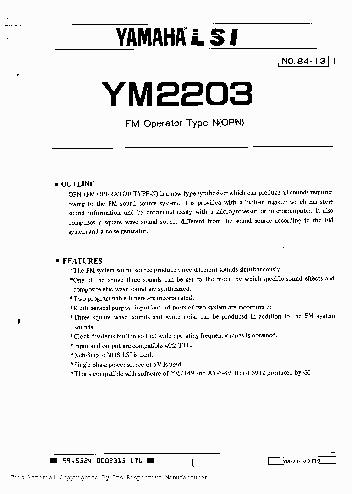 YM2203_37393.PDF Datasheet