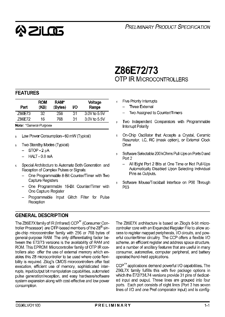 Z86E72_27337.PDF Datasheet