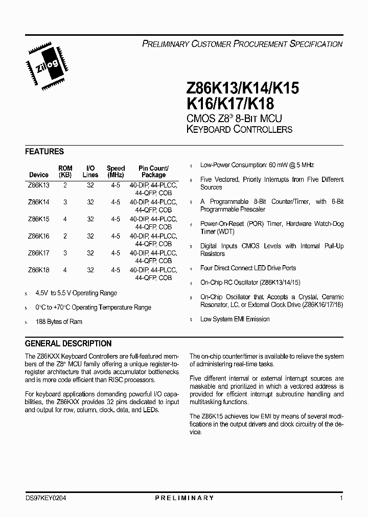 Z86K16_25833.PDF Datasheet